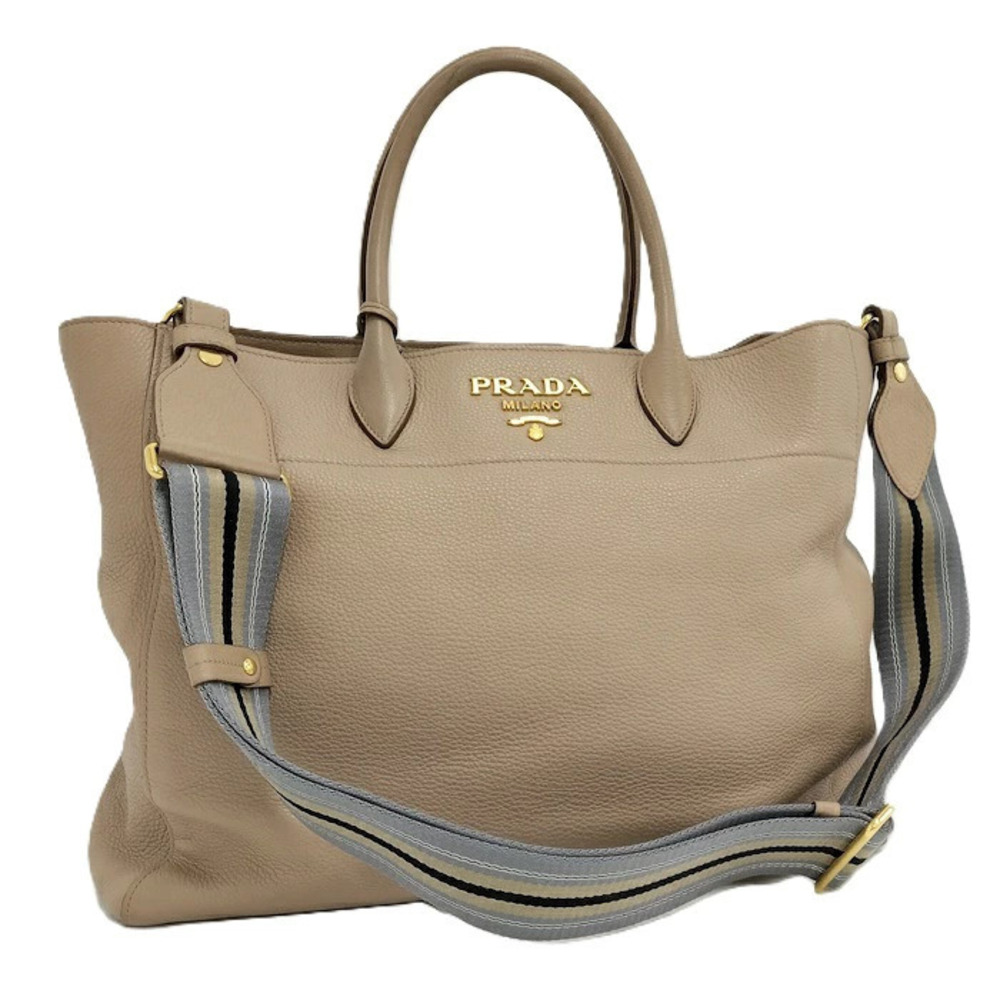 Prada Vitello Daino shopping tote beige cammeo Brown